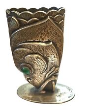 Antique Fish Stirrup Cup Vase Alpaca Silver Made in Spain 4” Equestrian picture