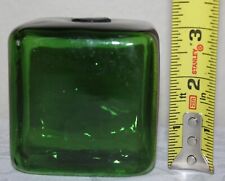 Vintage Square Glass Japenese Hand Blown Fishing Float 3 inch Bouy Emerald Green picture