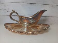 Vintage Georgetown By F B Rogers Silverplate Gravy Boat With Attached Spill Tray picture
