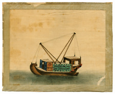 A 19th Century Chinese Export Junk Boat Trade Painting picture