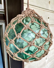 Vintage Japanese Blown Glass Fishing Float - Green,Blue Dia  (10.16