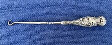Antique Sterling Silver Floral Handle Glove or Shoe Button Hook Flowers Cute picture