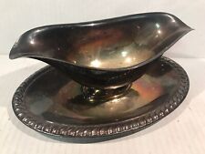 Gravy Boat Vintage Double Pour With Attached Silver Copper Tray Beautiful picture