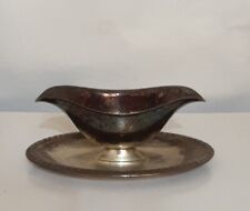 Vintage Silver Gravy Boat With Attached Tray picture