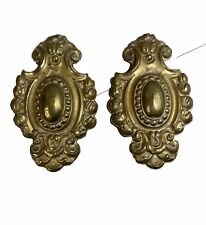 Antique French Gilt Bronze Picture Hook Covers Pair Floral Ornate Plaques picture