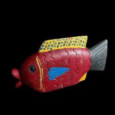 African Bozo Fish puppet Statue Wood Handmade Collectibles Figure -G1751 picture