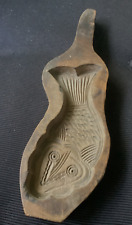 Vintage Asian Wood Rice Mold. Carved Fish 10.75 inches picture