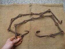 ANTIQUE CHIMNEY CHAIN HEARTH FIREPLACE COOKING TRAMMEL HOOK TWISTED IRON picture