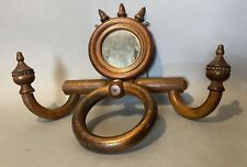 Antique Victorian Wall Hanging Wooden Mirror with Towel Ring and Curved Hooks picture