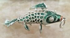 Vintage Cloisonne Enamel Silver Koi Fish Pendant TOPP picture