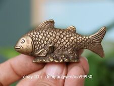China Old Copper Bronze Handmade Lucky Carp Fish Statue Amulet Pendant HJ023 picture