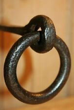 Antique Wrought Iron Tethering Ring on Pin Meat Beam Game Hook 12 Inches picture