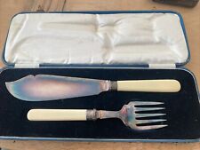 Martin Hall Fish Servers Sterling Silver Ferrules - Leather Cased  picture