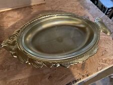 Vintage Gorham Gold Plate Fish Serving Platter With Glass Insert picture