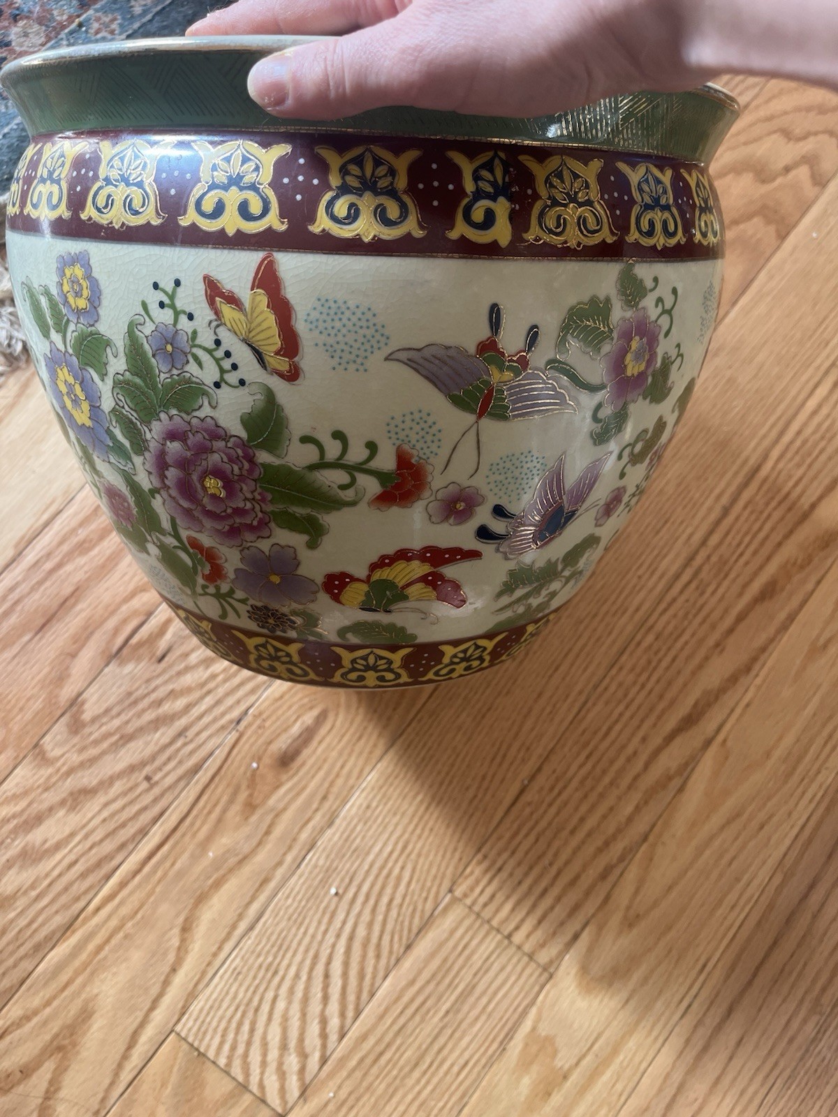 Vintage FAMILLE ROSE Koi Fish Bowl Planter