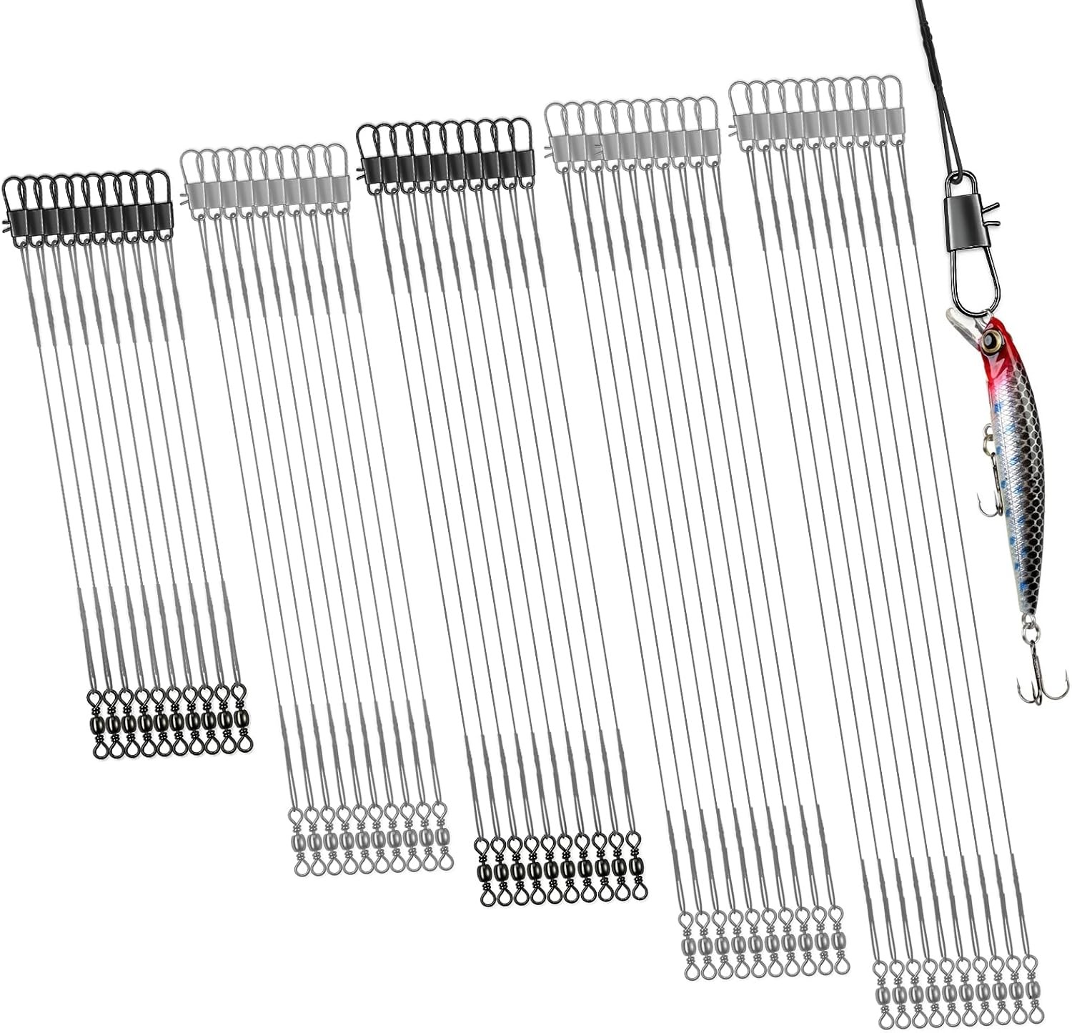 50pcs Steel Fishing Leaders Pike Traces Stainless Wire Carbon Fishing Line