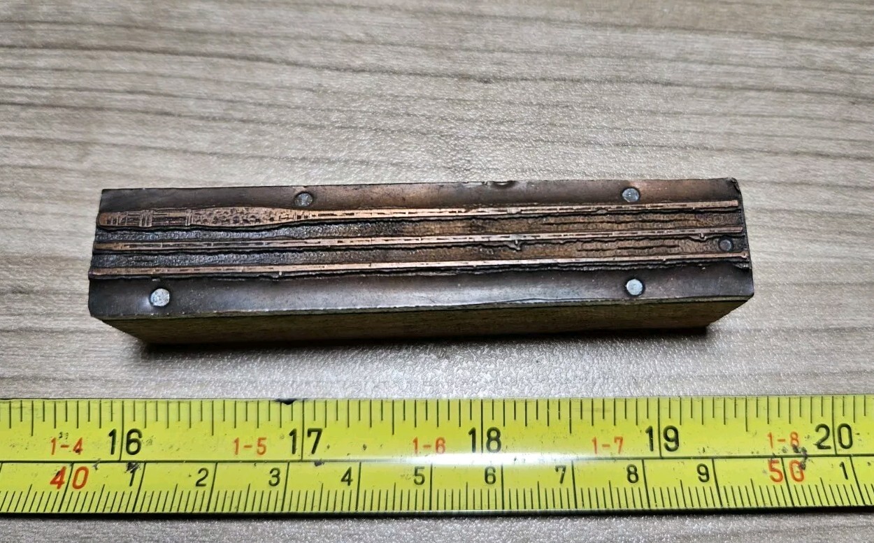 Vintage Letterpress Printing Block Bamboo? Fishing Rod