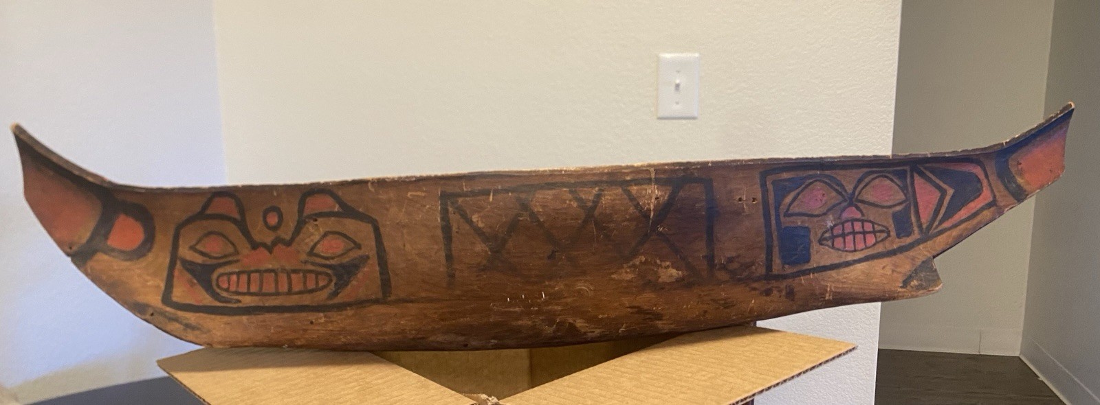 Northwest Coast Tlingit Wood Canoe Boat Model 19th Century Very Rare Authentic