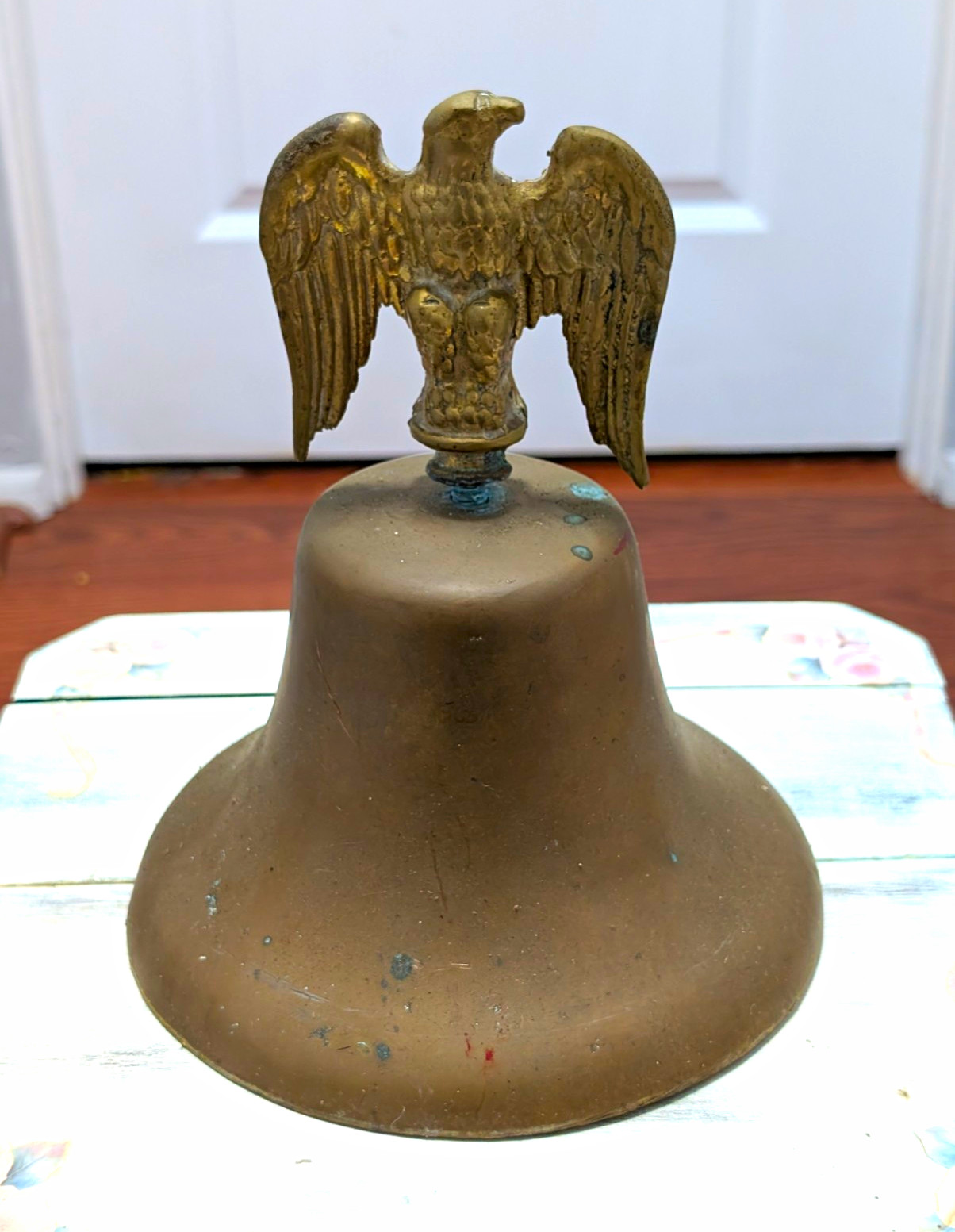 Vintage Heavy Brass Bronze Ship/Boat Bell Eagle Finial 8