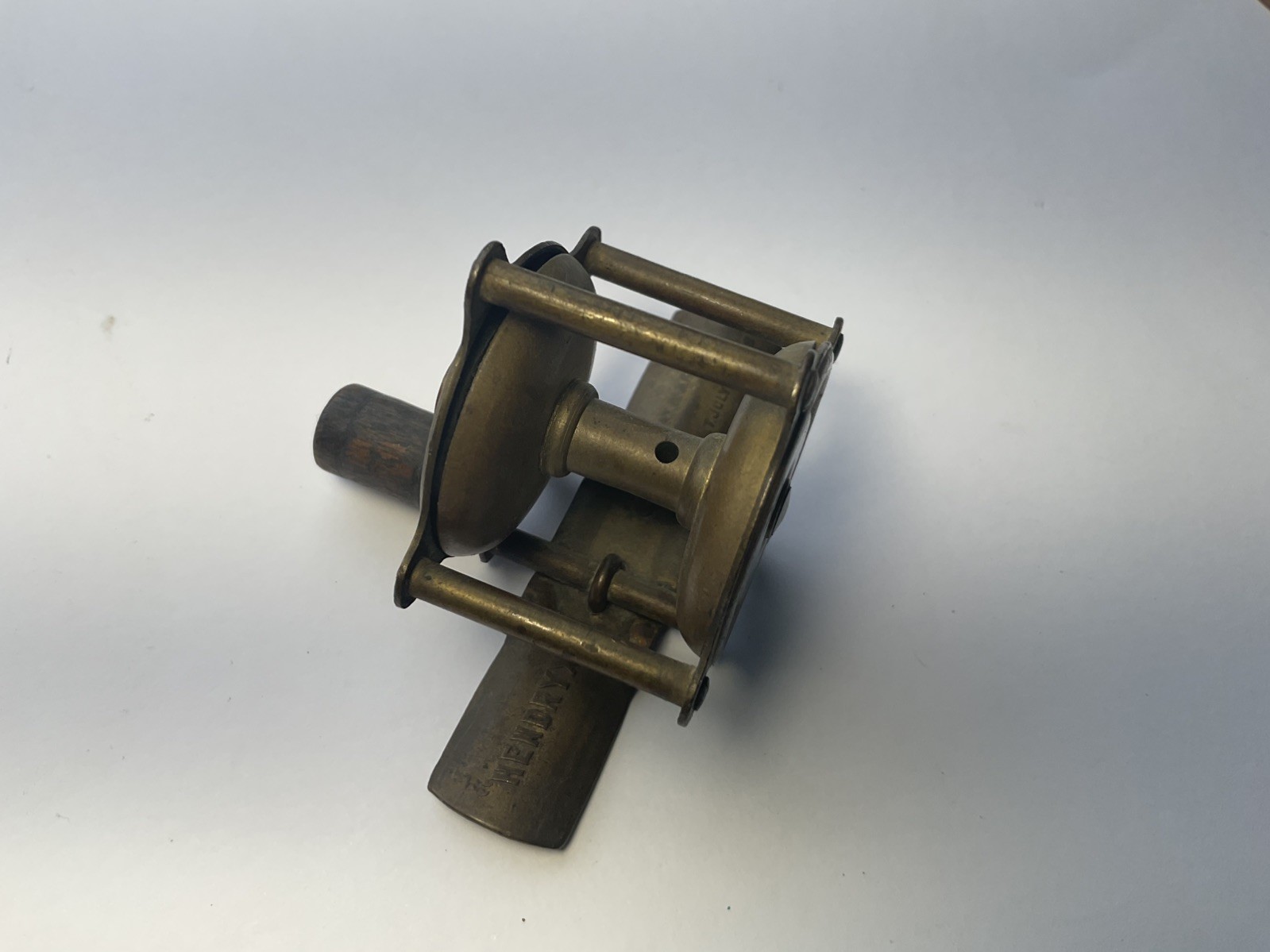 vintage brass fishing reel