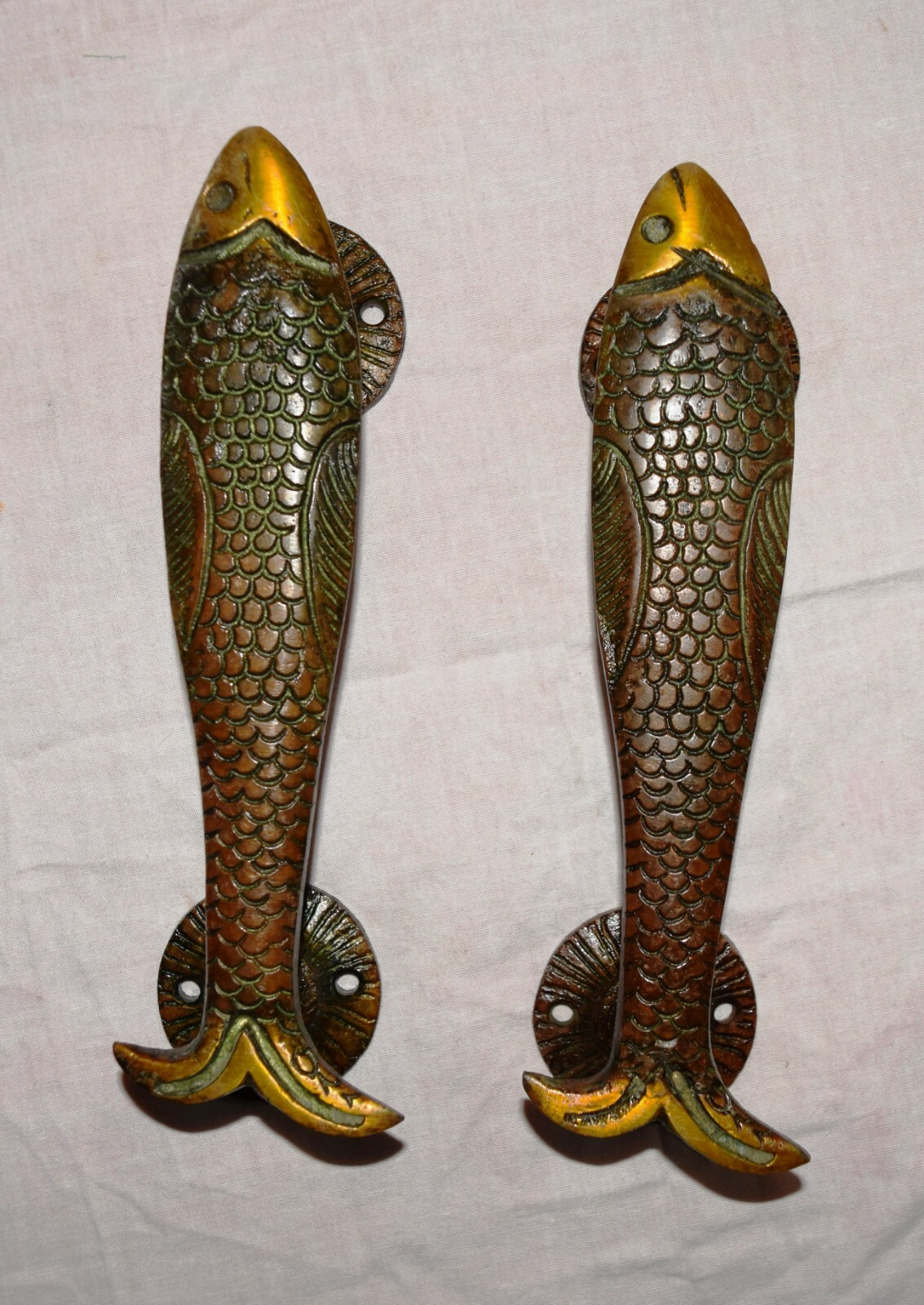 Pair Fish Door Handle Brass Handmade Unique Fish Design Restaurant Door Dec AR2