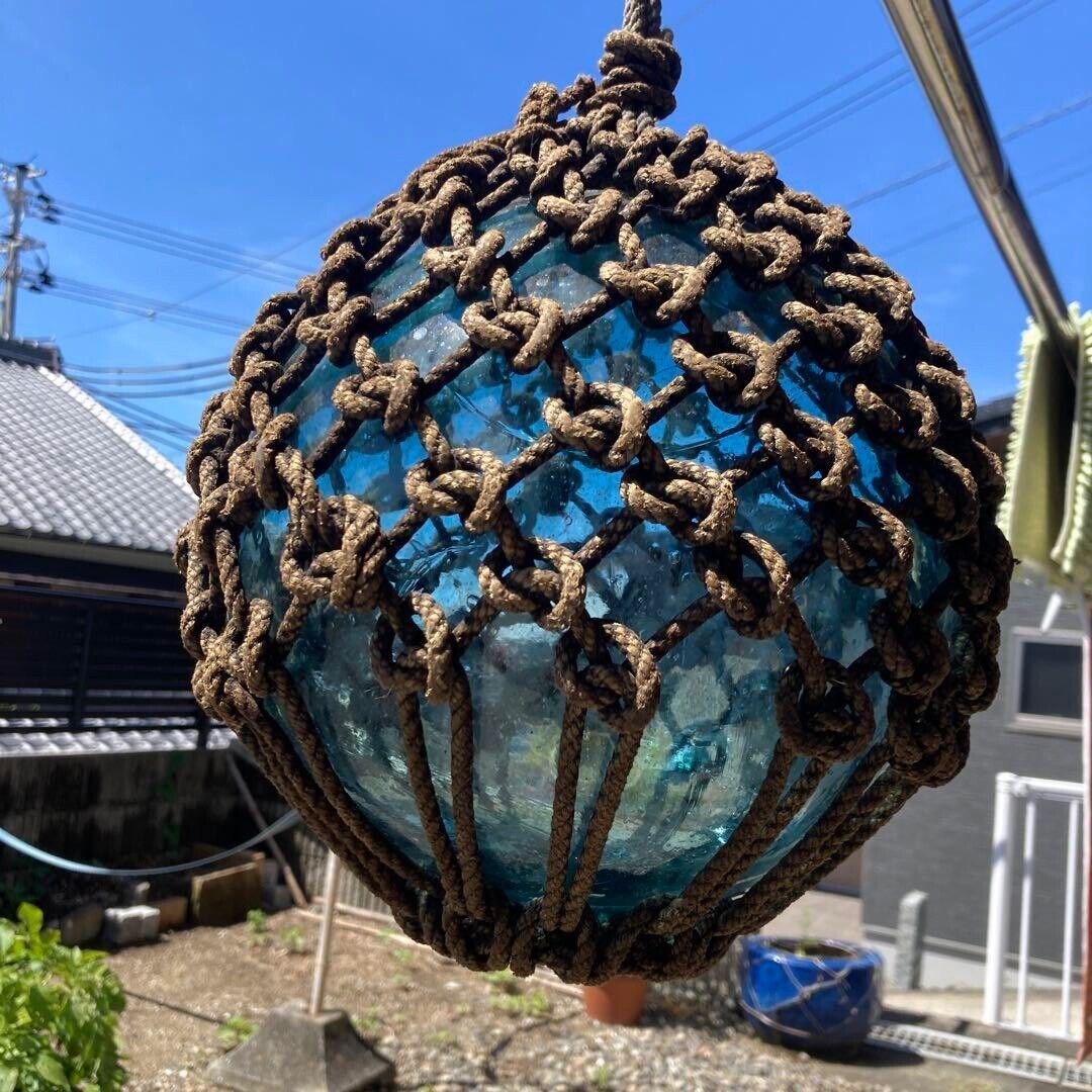 Glass Fishing Float Buoy Ball Vintage Japanese diameter 25cm 9.8 in Net