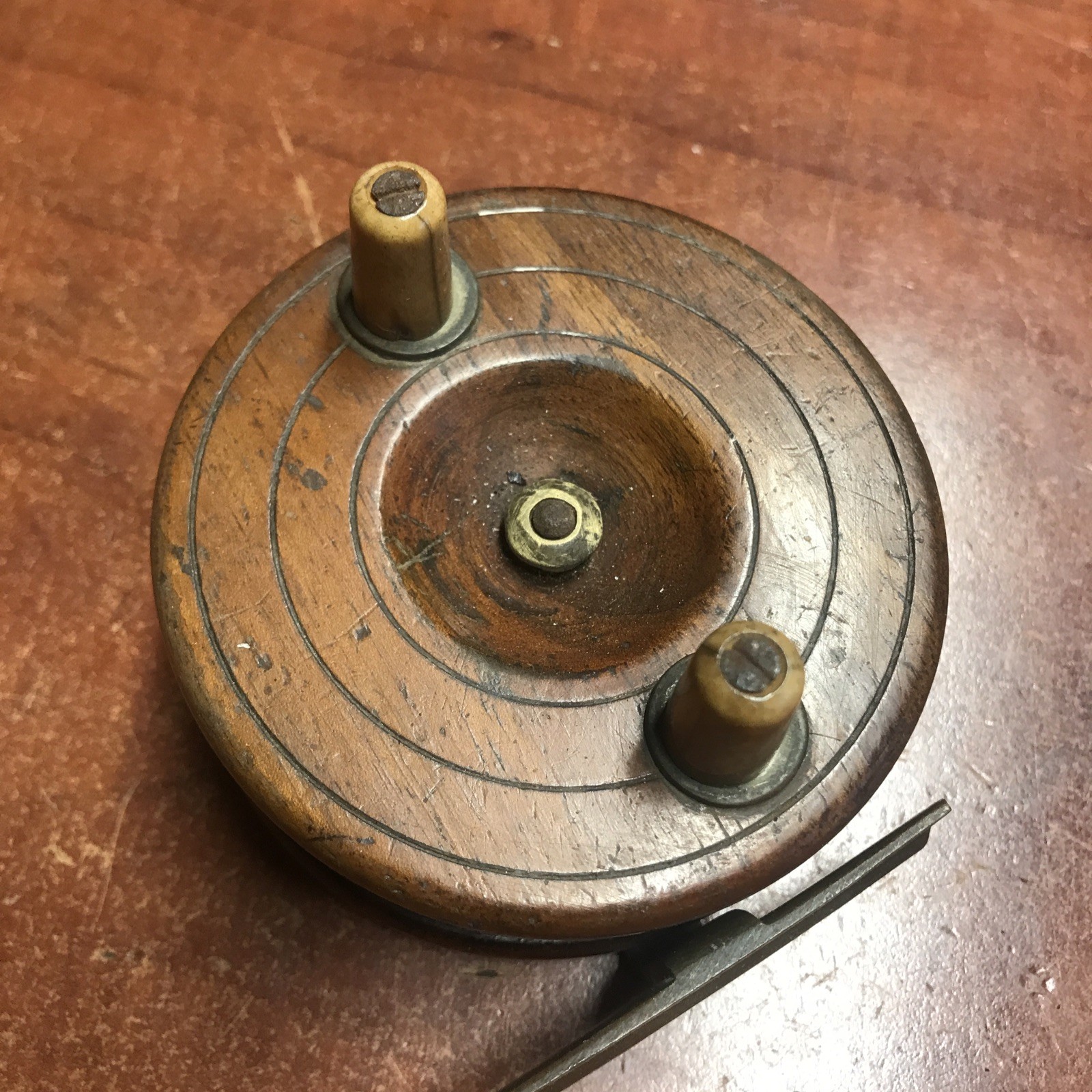 Early 19th Century English 3-3/8”  Wooden Fishing Reel Working Good Condition