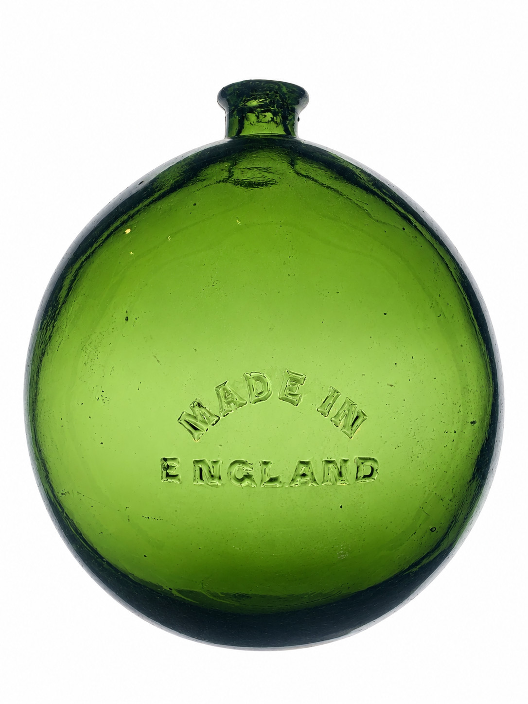 Vintage English Glass Fishing Float Green FGC No. 7 PAT PENDING Made in England