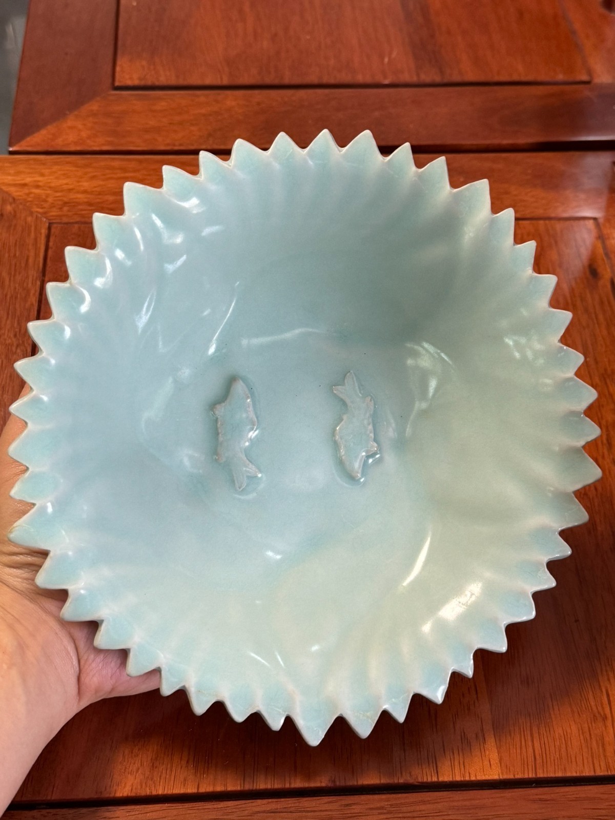 Nice Collectable Art Hand Painting RuKiln Porcelain Two Fish Wash
