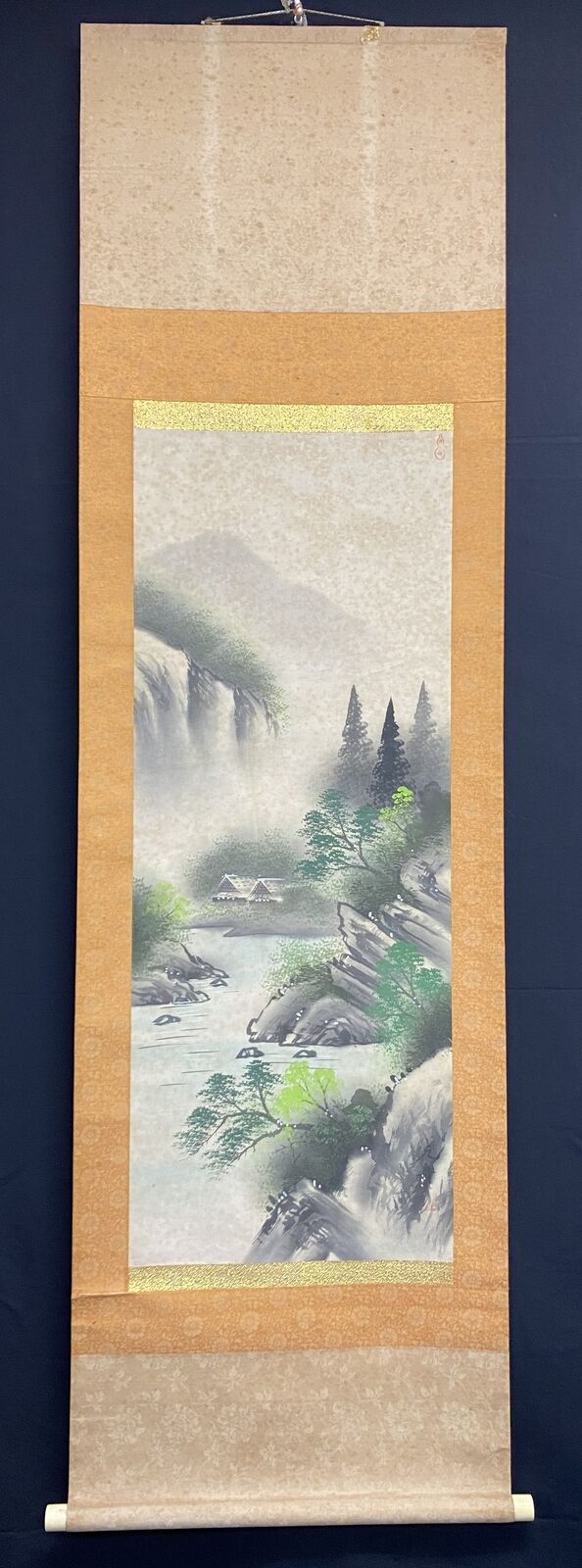 Tranquil Mountain Stream Scroll by Genshuu, Japanese Art