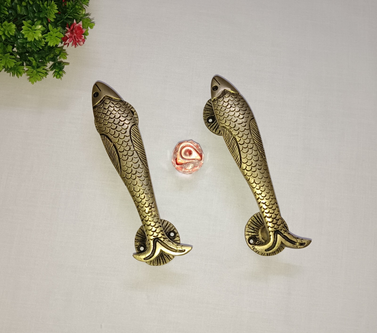 Trout Fish Design Door Grab Pull Set Brass Ocean Theme Door Handle Pair DM019