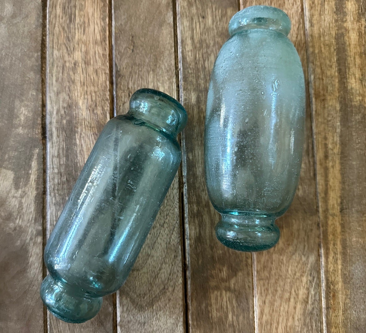 6” Vintage Japanese Rolling Pin Glass Fishing Floats (2)