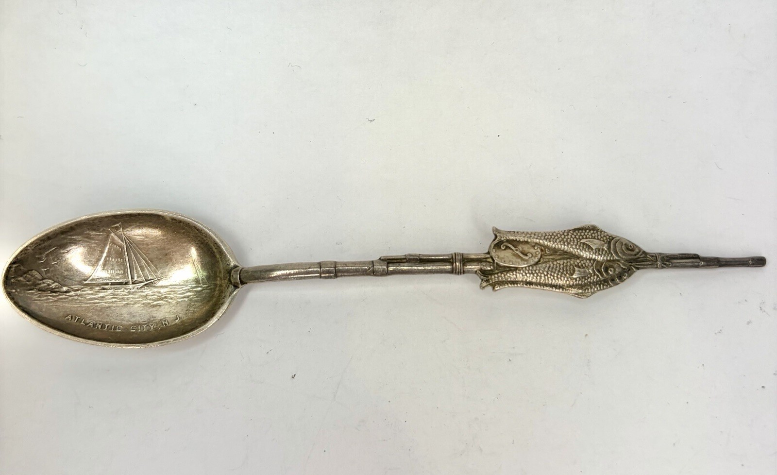 Atlantic City Sterling Silver Fishing Rod Souvenir Spoon
