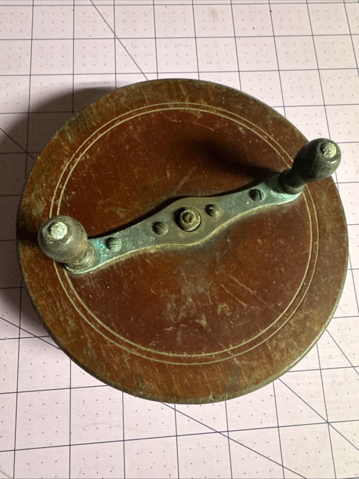 Very Nice Antique Wooden Fishing Reel Hand Line Winder Wood Brass