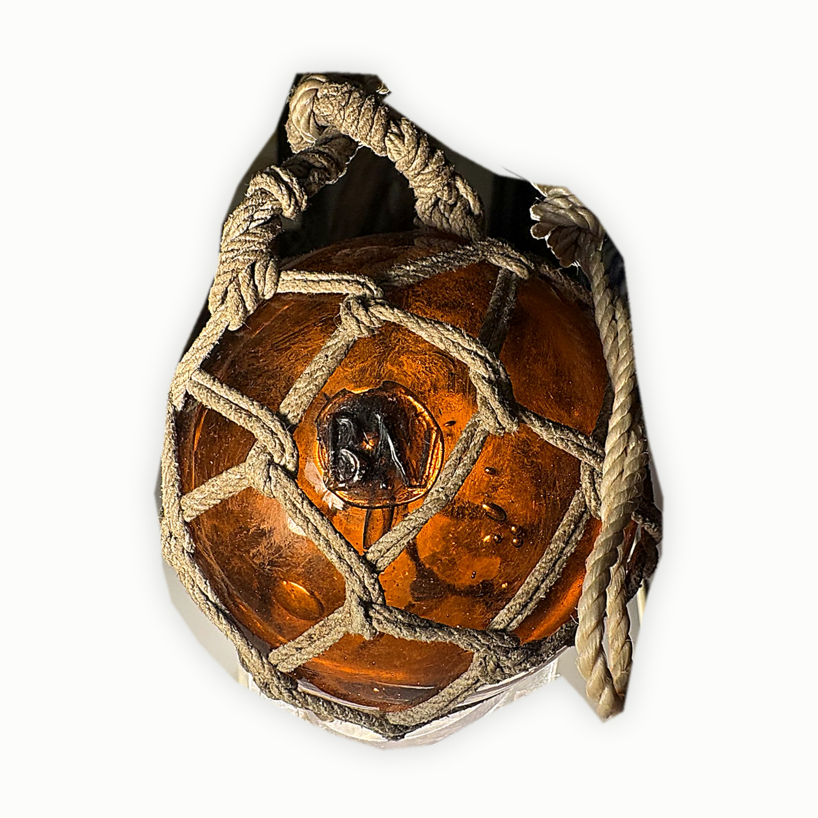 RARE Amber B.V. Biri Norwegian Glass Fishing Float 1857-1875 Antique Net