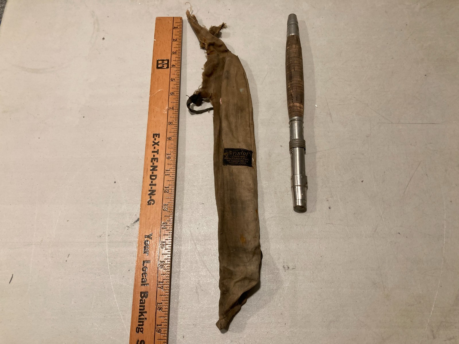 Antique Bristol Steel Fishing Rod Cork Grip & Bag