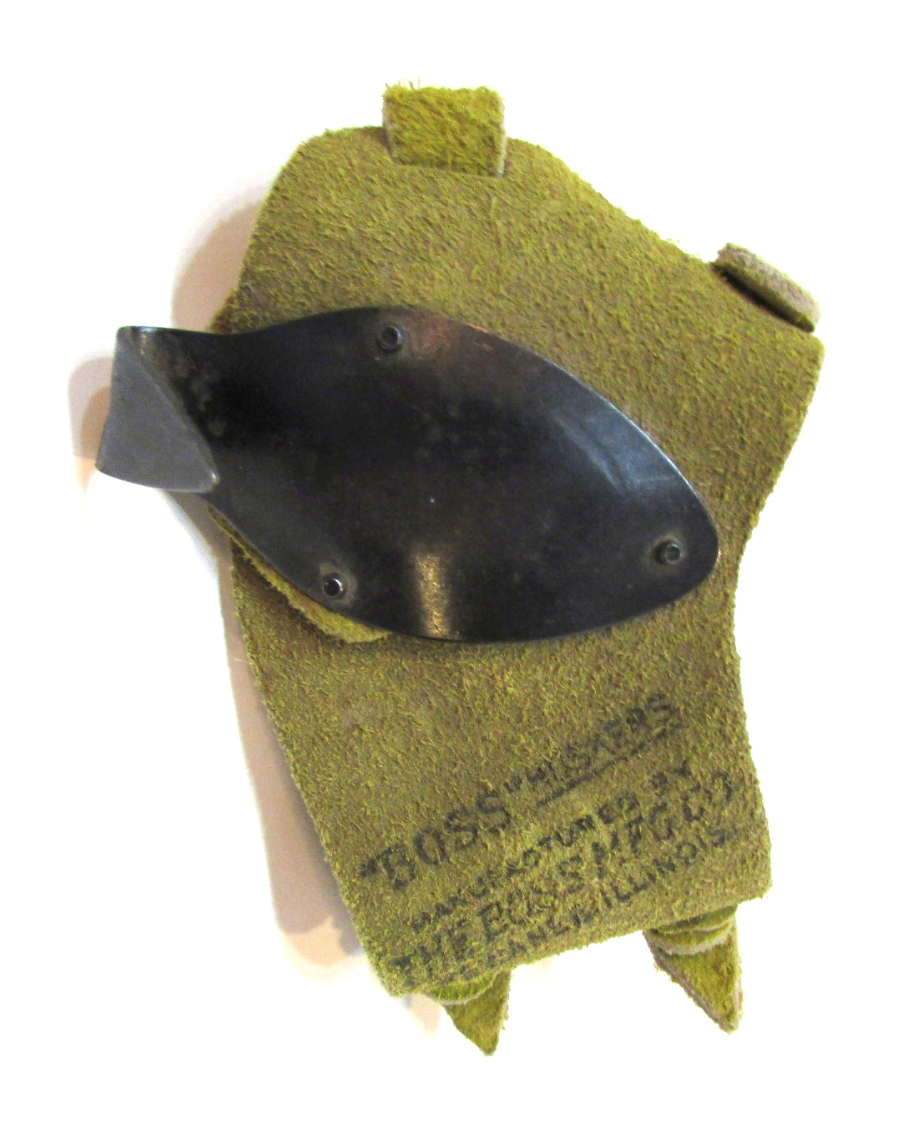 NOS Antique 1930's Boss Corn Husker Suede Leather Steel Hook Kewanee IL USA New