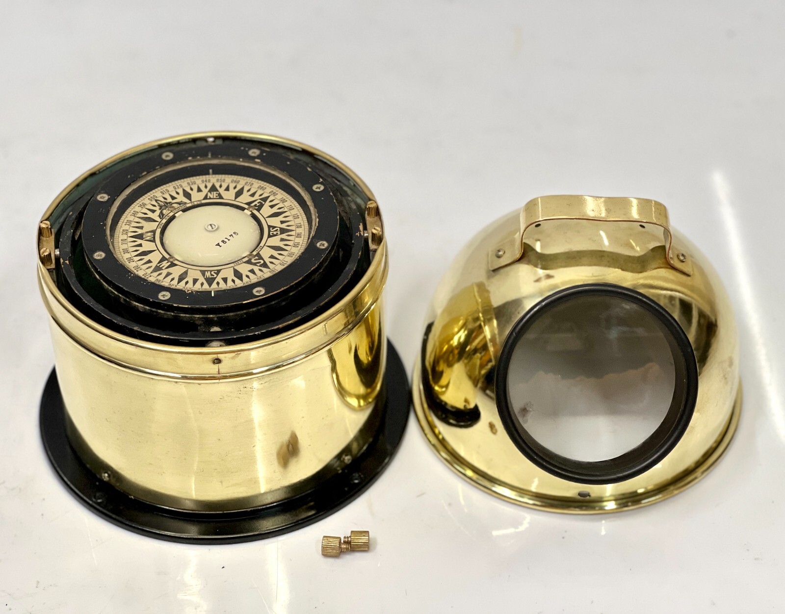 Saura Keiki Brass Ship Compass Japan Antique Maritime Navigation Boat Decor