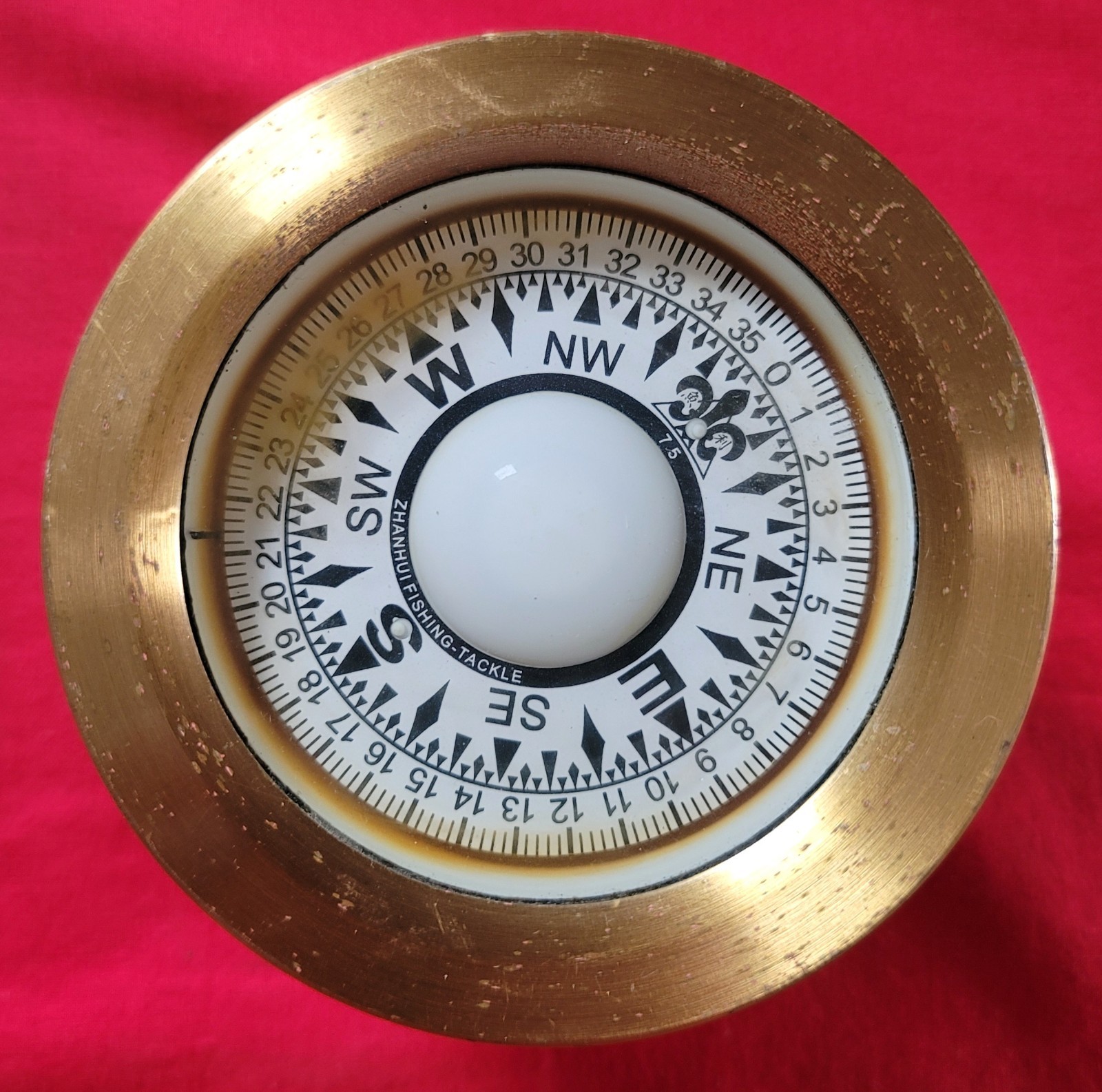 Zhanhui Fishing Tackle Brass Compass ***Missing Wooden Box***