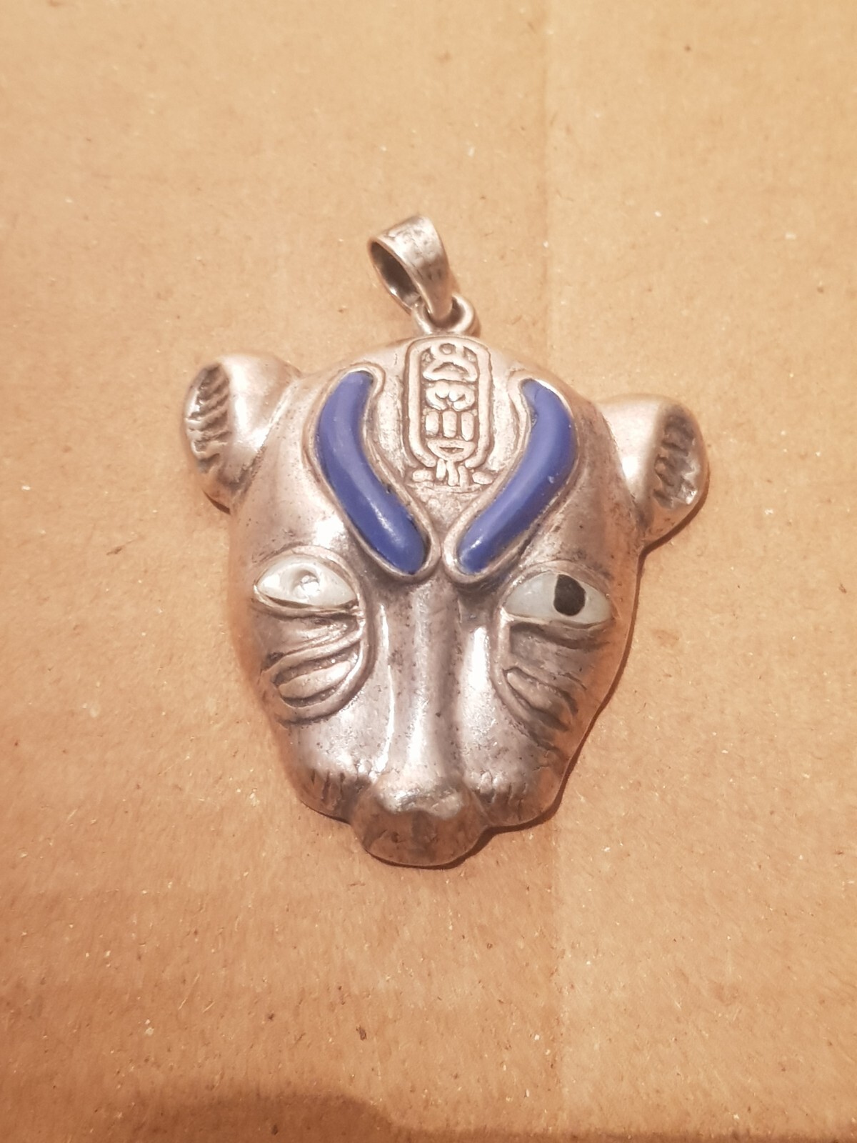 Rare Antique Ancient Egyptian Silver Hanger+precious ston Sekhmet Lion2480BC