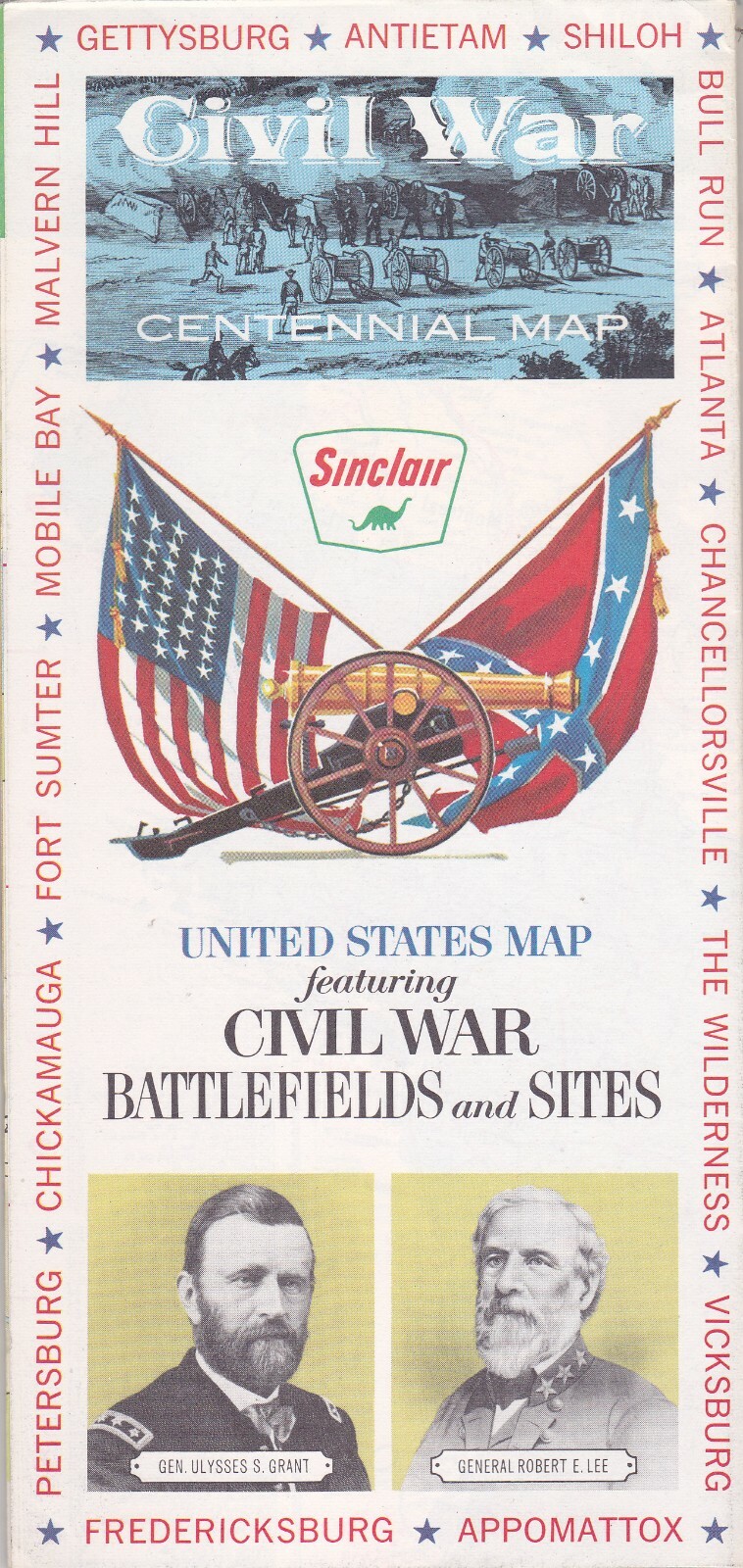 c1961 Civil War Battlefields And Sites Centennial Map Brochure for Sale ...