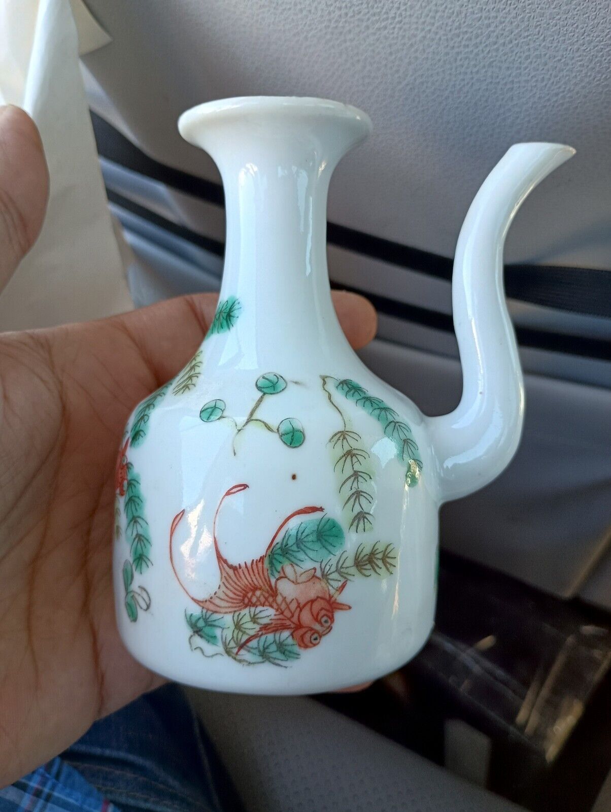 Fine Chinese 19th C. QING Dynasty Porcelain Gold Fish Wine Pot Marked**