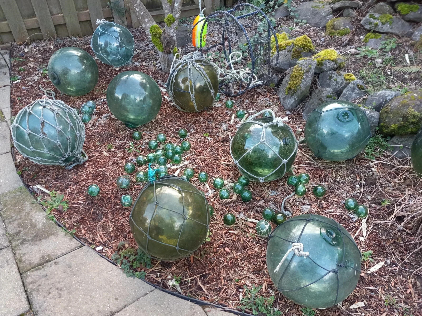 Vintage Japanese Glass Fishing Floats $9.75 each, choose green or bluish tinted