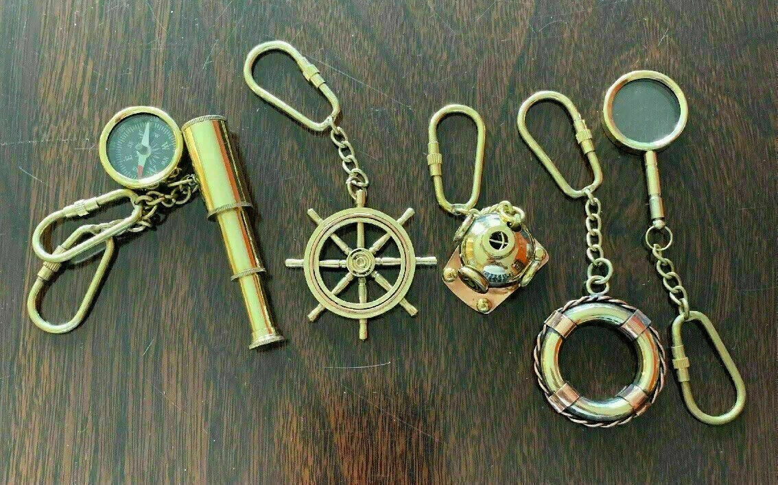 Set Of 300 Bass Key Ring Compass Wheel Helmet Look Key Chain Handmade Style Gift