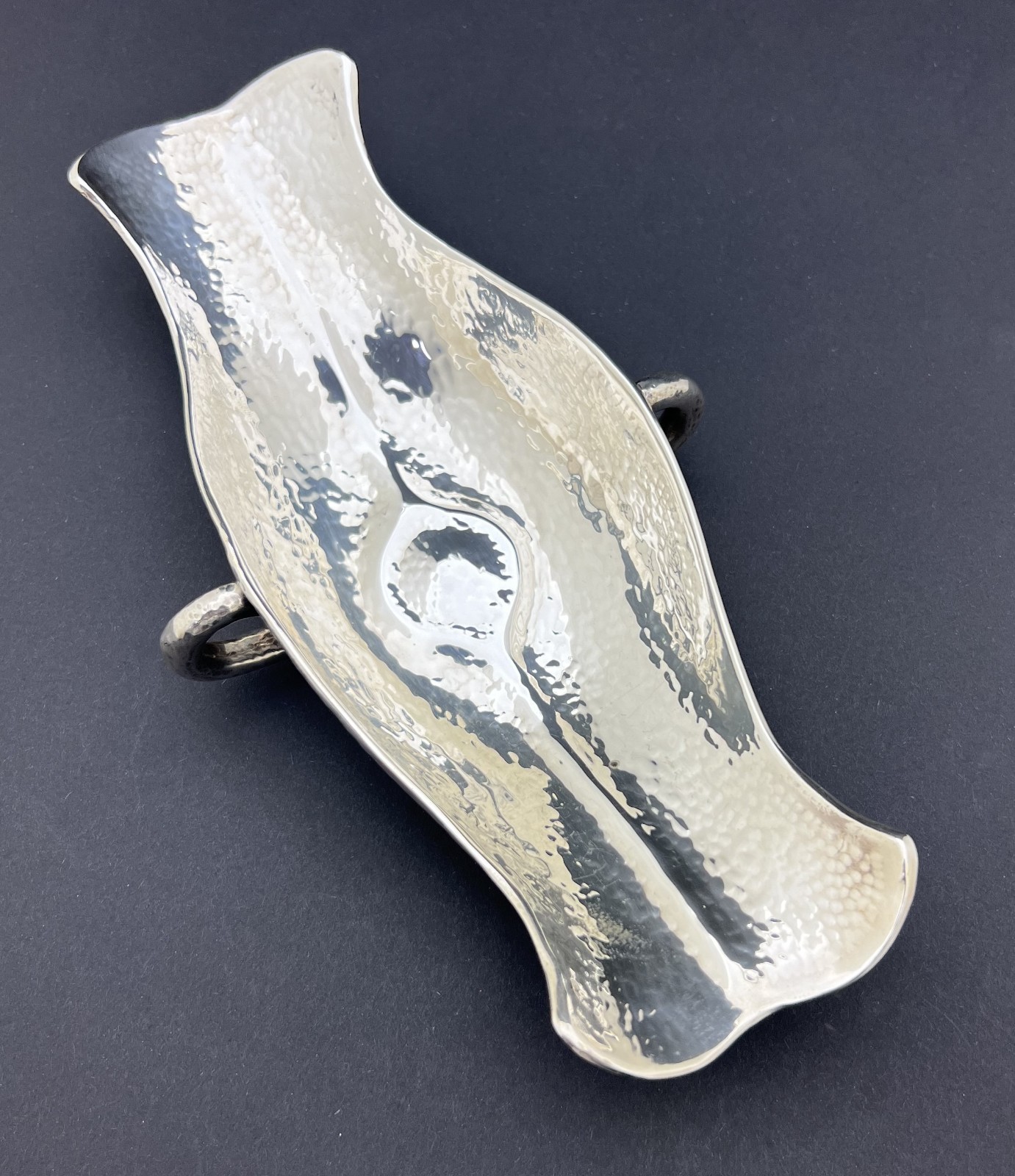 Ilias Lalaounis, Silver .925, Boat Shaped Hand Hammered Bowl / Dish, 24cm/9.44
