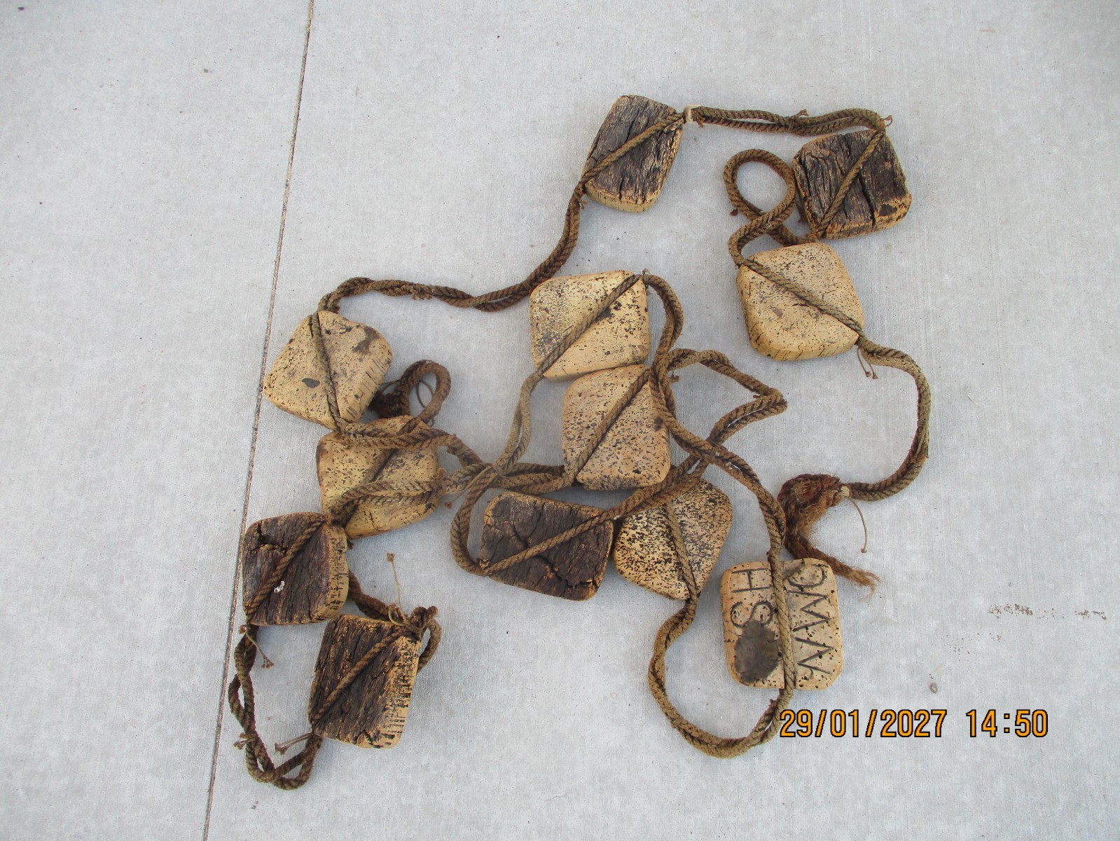 Lot Of 12 Vintage Original Cork Fishing Net Floats With Rope