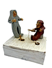 Vintage Folk Art Ice Fishing Sculpture Primitive Carved Wood Ted Oeffler Rare picture