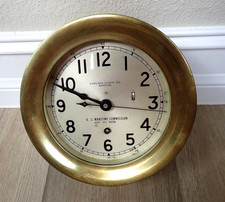 VINTAGE CHELSEA CLOCK CO BOSTON US MARITIME NO 4439 BRASS 7 1/4