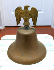 Vintage Heavy Brass Bronze Ship/Boat Bell Eagle Finial 8