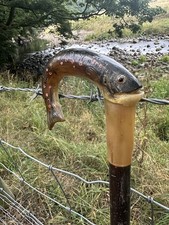 Rams Horn Walking Stick As A Trout Head Handle Fish Style Handle Quality Item picture